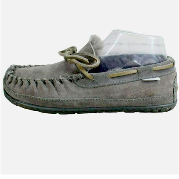 L.L.Bean Men’s Grey Slippers Size 8 Fuzzy Warm - Picture 1 of 11